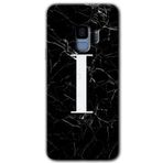 MRCİLETİSİMmrc-16891 Siyah Mermer Desenli I Harfi Kılıf HD Desen Baskılı Arka Kapak Samsung Galaxy S9 ile uyumlu
