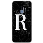 MRCİLETİSİMmrc-16901 Siyah Mermer Desenli R Harfi Kılıf HD Desen Baskılı Arka Kapak Samsung Galaxy S9 ile uyumlu