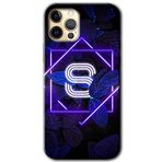 MRCİLETİSİMmrc-189700 Dark Neon Yaprak S Harfi Kılıf Baskılı Kapak Tam Kaplayan Mat Seramik iPhone 12 Pro Max ile uyumlu