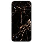 MRCİLETİSİMmrc-18986 Siyah Gold Mermer Kılıf Baskılı Kapak Tam Ekran Koruyucu Samsung Galaxy A10 ile uyumlu