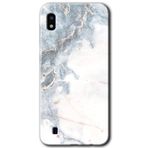 MRCİLETİSİMmrc-18996 White Marble Kılıf Baskılı Kapak Tam Ekran Koruyucu Samsung Galaxy A10 ile uyumlu