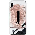 MRCİLETİSİMmrc-19019 Pembe Mermer Desenli J Harfi Kılıf Baskılı Kapak Tam Ekran Koruyucu Samsung Galaxy A10 ile uyumlu