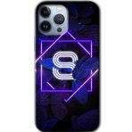 MRCİLETİSİMmrc-190250 Dark Neon Yaprak S Harfi Kılıf Baskılı Kapak Tam Kaplayan Mat Seramik iPhone 13 Pro Max ile uyumlu