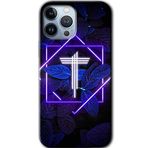 MRCİLETİSİMmrc-190252 Dark Neon Yaprak T Harfi Kılıf Baskılı Kapak Tam Kaplayan Mat Seramik iPhone 13 Pro Max ile uyumlu