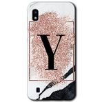 MRCİLETİSİMmrc-19036 Pembe Mermer Desenli Y Harfi Kılıf Baskılı Kapak Tam Ekran Koruyucu Samsung Galaxy A10 ile uyumlu