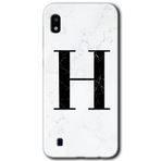 MRCİLETİSİMmrc-19047 Beyaz Mermer Desenli H Harfi Kılıf Baskılı Kapak Tam Ekran Koruyucu Samsung Galaxy A10 ile uyumlu