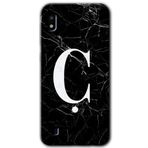 MRCİLETİSİMmrc-19083 Siyah Mermer Desenli Ç Harfi Kılıf Baskılı Kapak Tam Ekran Koruyucu Samsung Galaxy A10 ile uyumlu