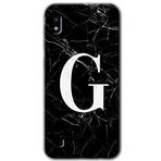 MRCİLETİSİMmrc-19088 Siyah Mermer Desenli G Harfi Kılıf Baskılı Kapak Tam Ekran Koruyucu Samsung Galaxy A10 ile uyumlu