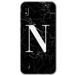 MRCİLETİSİMmrc-19096 Siyah Mermer Desenli N Harfi Kılıf Baskılı Kapak Tam Ekran Koruyucu Samsung Galaxy A10 ile uyumlu