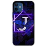 MRCİLETİSİMmrc-192429 Dark Neon Yaprak J Harfi Kılıf Baskılı Kapak Tam Kaplayan Mat Seramik iPhone 12 Mini ile uyumlu