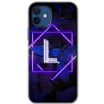 MRCİLETİSİMmrc-192431 Dark Neon Yaprak L Harfi Kılıf Baskılı Kapak Tam Kaplayan Mat Seramik iPhone 12 Mini ile uyumlu