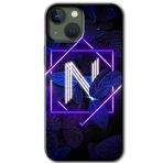 MRCİLETİSİMmrc-193533 Dark Neon Yaprak N Harfi Kılıf Baskılı Kapak Tam Kaplayan Mat Seramik iPhone 13 ile uyumlu