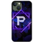 MRCİLETİSİMmrc-193548 Dark Neon Yaprak P Harfi Kılıf Baskılı Kapak Tam Kaplayan Mat Seramik iPhone 13 ile uyumlu