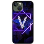 MRCİLETİSİMmrc-193555 Dark Neon Yaprak V Harfi Kılıf Baskılı Kapak Tam Kaplayan Mat Seramik iPhone 13 ile uyumlu