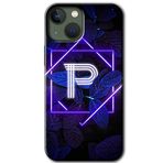 MRCİLETİSİMmrc-194098 Dark Neon Yaprak P Harfi Kılıf Baskılı Kapak Tam Kaplayan Mat Seramik iPhone 13 Mini ile uyumlu
