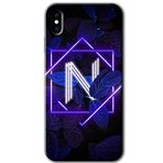 MRCİLETİSİMmrc-199583 Dark Neon Yaprak N Harfi Kılıf Baskılı Kapak Tam Kaplayan Mat Seramik iPhone X ile uyumlu