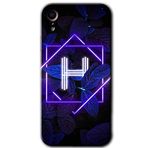 MRCİLETİSİMmrc-200126 Dark Neon Yaprak H Harfi Kılıf Baskılı Kapak Tam Kaplayan Mat Seramik iPhone XR ile uyumlu