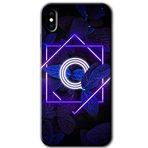 MRCİLETİSİMmrc-200684 Dark Neon Yaprak O Harfi Kılıf Baskılı Kapak Tam Kaplayan Mat Seramik iPhone Xs ile uyumlu