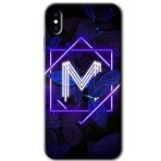 MRCİLETİSİMmrc-201232 Dark Neon Yaprak M Harfi Kılıf Baskılı Kapak Tam Kaplayan Mat Seramik iPhone Xs Max ile uyumlu
