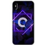 MRCİLETİSİMmrc-201234 Dark Neon Yaprak O Harfi Kılıf Baskılı Kapak Tam Kaplayan Mat Seramik iPhone Xs Max ile uyumlu