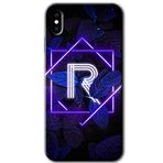 MRCİLETİSİMmrc-201249 Dark Neon Yaprak R Harfi Kılıf Baskılı Kapak Tam Kaplayan Mat Seramik iPhone Xs Max ile uyumlu