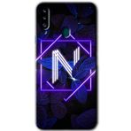 MRCİLETİSİMmrc-21382 Dark Neon Yaprak N Harfi Kılıf Baskılı Kapak Tam Ekran Koruyucu Samsung Galaxy A20s ile uyumlu