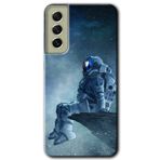 MRCİLETİSİMmrc-37432 Astronot Yalnızlığı Kılıf Baskılı Kapak Tam Ekran Koruyucu Samsung Galaxy S21 FE ile uyumlu