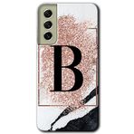 MRCİLETİSİMmrc-37707 Pembe Mermer Desenli B Harfi Kılıf Baskılı Kapak Tam Ekran Koruyucu Samsung Galaxy S21 FE ile uyumlu