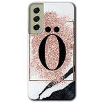 MRCİLETİSİMmrc-37726 Pembe Mermer Desenli Ö Harfi Kılıf Baskılı Kapak Tam Ekran Koruyucu Samsung Galaxy S21 FE ile uyumlu