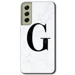 MRCİLETİSİMmrc-37746 Beyaz Mermer Desenli G Harfi Kılıf Baskılı Kapak Tam Ekran Koruyucu Samsung Galaxy S21 FE ile uyumlu