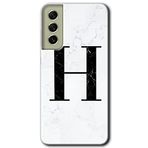 MRCİLETİSİMmrc-37747 Beyaz Mermer Desenli H Harfi Kılıf Baskılı Kapak Tam Ekran Koruyucu Samsung Galaxy S21 FE ile uyumlu