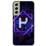 MRCİLETİSİMmrc-37875 Dark Neon Yaprak H Harfi Kılıf Baskılı Kapak Tam Ekran Koruyucu Samsung Galaxy S21 FE ile uyumlu