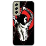 MRCİLETİSİMmrc-37908 Samurai Girl Kılıf Baskılı Kapak Tam Ekran Koruyucu Samsung Galaxy S21 FE ile uyumlu