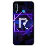 MRCİLETİSİMmrc-58248 Dark Neon Yaprak R Harfi Kılıf HD Desen Baskılı Arka Kapak Huawei P30 Lite ile uyumlu