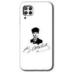 MRCİLETİSİMmrc-58747 Kemal Atatürk İmza Kılıf HD Desen Baskılı Arka Kapak + Temperli Cam Huawei P40 Lite ile uyumlu