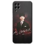 MRCİLETİSİMmrc-75249 Kemal Atatürk Kılıf HD Baskılı Desen Hayalet Cam Yandan Görünmez Samsung Galaxy A12 ile uyumlu