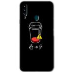 MRCİLETİSİMmrc-75552 Coffee Battery Kılıf HD Baskılı Desen Hayalet Cam Yandan Görünmez Samsung Galaxy A20s ile uyumlu