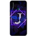 MRCİLETİSİMmrc-75829 Dark Neon Yaprak J Harfi Kılıf HD Baskılı Desen Hayalet Cam Yandan Görünmez Samsung Galaxy A20s ile uyumlu