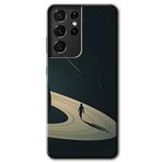 MRCİLETİSİMmrc-8309 Space Planet Kılıf HD Desen Baskılı Arka Kapak + Temperli Cam Samsung Galaxy S21 Ultra ile uyumlu