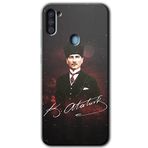 MRCİLETİSİMmrc-84049 Kemal Atatürk Kılıf HD Baskılı Desen Hayalet Cam Yandan Görünmez Samsung Galaxy M11 ile uyumlu