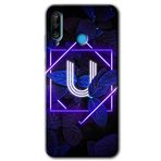 MRCİLETİSİMmrc-94553 Dark Neon Yaprak U Harfi Kılıf HD Baskılı Desen Hayalet Cam Yandan Görünmez Huawei P30 Lite ile uyumlu