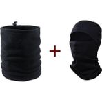 Mrey Unisex 2'li Siyah Termal Kışlık Polar Kar Maskesi Motorcu Kask Ipli Boyunluk Bere Olabilen Set Takım