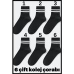 Mrmpro Ünisex 6 Lı Tenis Kolej Çorabı 6Lı Siyah