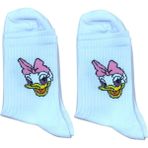 Mrs. Daisy Duck Çizgi Film Karakter Desenli Kolej Çorap - 00A-Beyaz - 36 - 44