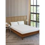 Mrs.Gugar Beyaz Pamuklu Çizgili Saten Lastikli Çarşaf Takımı Çift Kişilik + 2 Yastık Kılıfı - 180 x 200 +30
