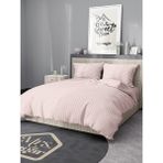 Mrs.gugar Çift Kişilik Saten Çizgili Pudra Nevresim Takımı - 200 x 220 cm