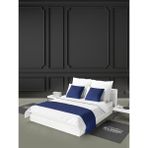 Mrs.Gugar Çift Kişilik Yatak Runner Ve Kırlent Kılıfı Seti Gece Mavisi - 70 x 240 cm