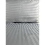Mrs.Gugar Çizgili Saten Açık Gri 2 Adet 50X70 Yastık Kılıfı - 50 x 70