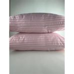 Mrs.Gugar Çizgili Saten Pudra 2 Adet 50X70 Yastık Kılıfı - 50 x 70