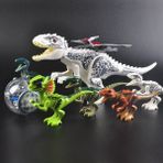 Mrsivdi Jurassic Dinozor Parkı Dinos Dünya Yapı Taşları Hayvanlar Tyrannosaurus Rex Indominus I-Rex Mavi Figürler Triceratops Oyuncaklar (Yurt Dışından) - Yok